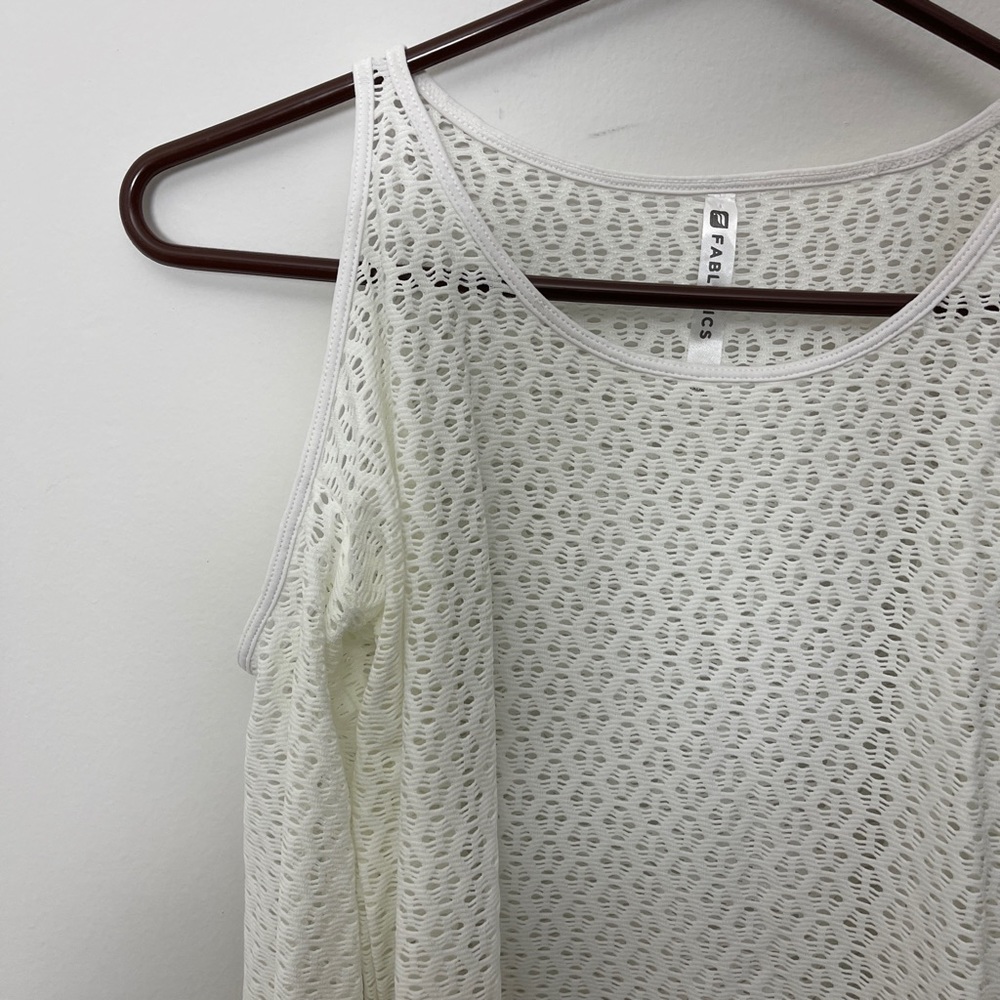 Fabletics Cindy L/S White Mesh‎ Cold Shoulder Top - Picture 4 of 5